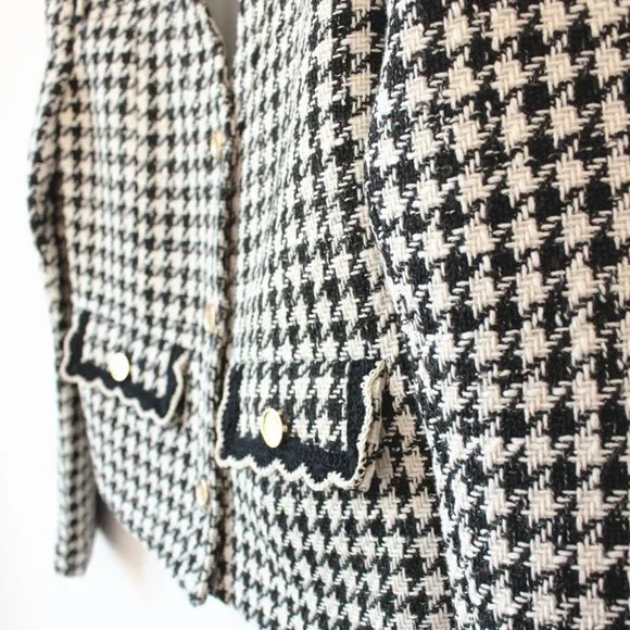 Sandro Houndstooth Tweed Jacket, Black, Size 36 / S - Picture 3 of 11